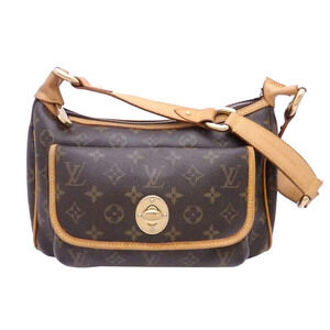 Louis Vuitton Monogram Leather Brown Tikal Shoulder Bag Brown Canvas